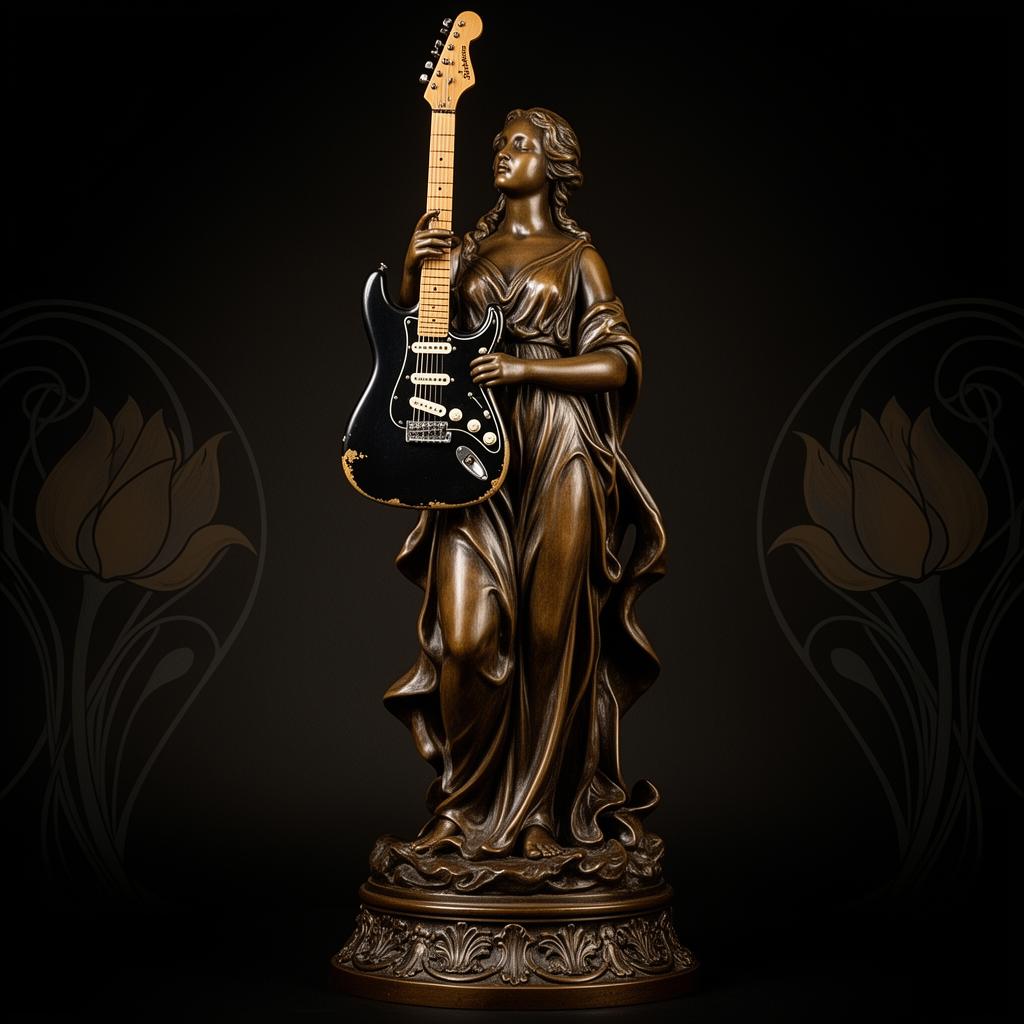 Euterpe — bronze figurative guitar stand