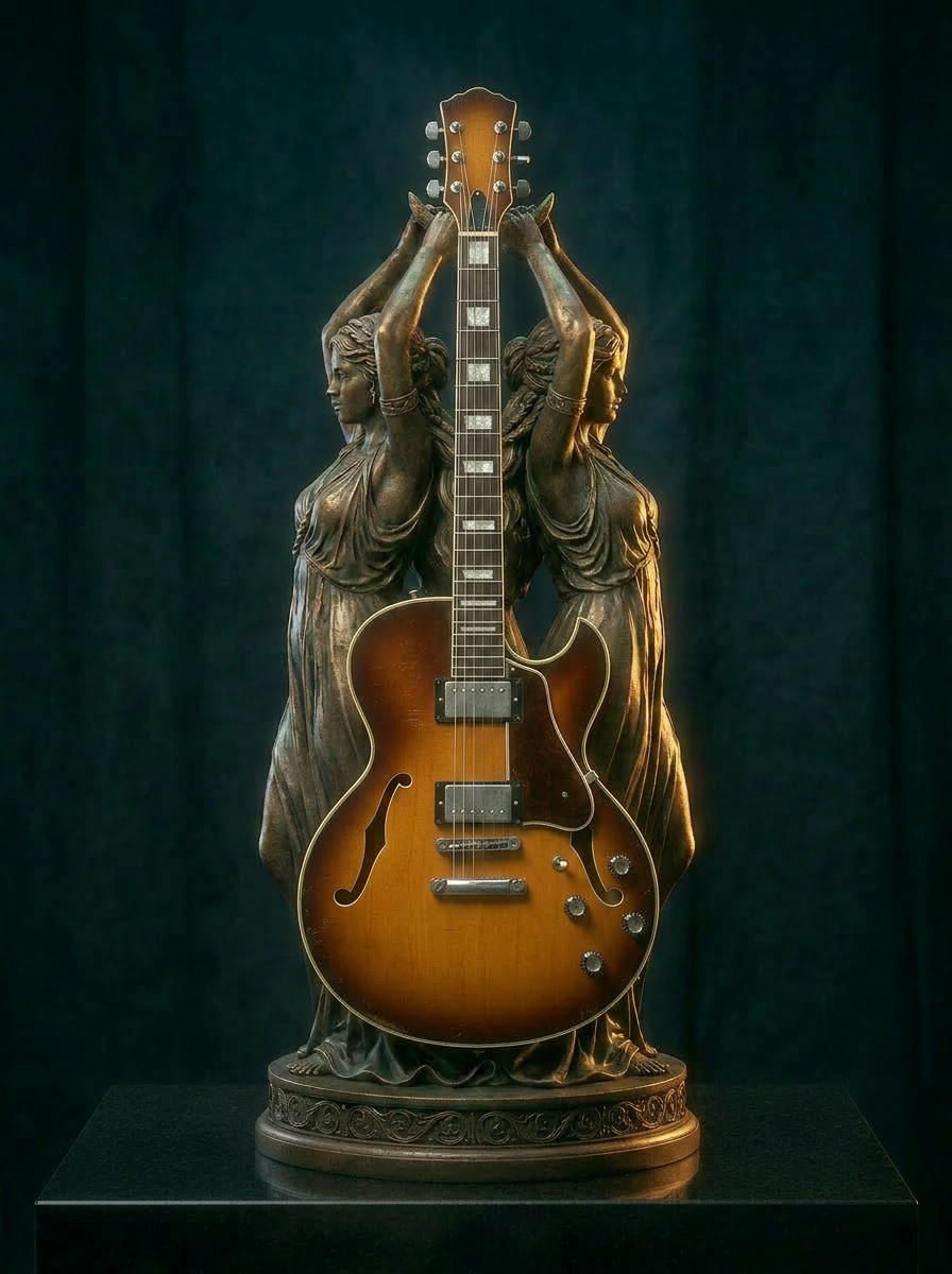 Gemini — bronze figurative guitar stand