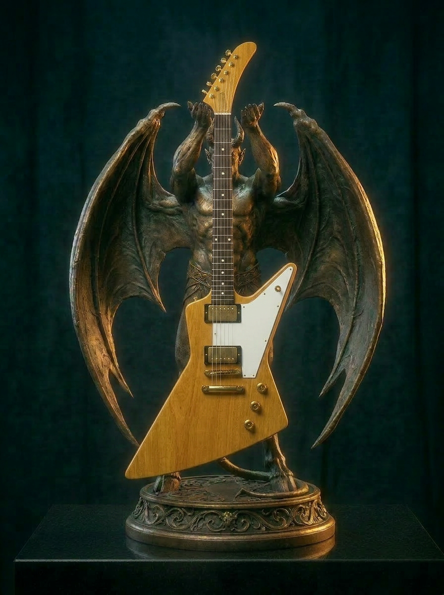 Lucifer — bronze figurative guitar stand