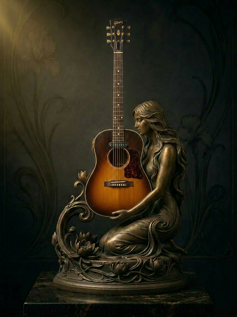 Ophelia — bronze figurative guitar stand