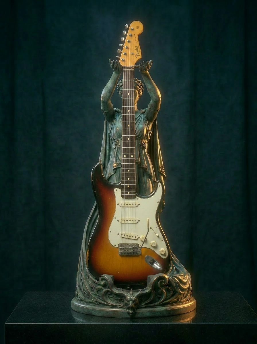 Salomé — bronze figurative guitar stand